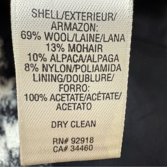 Juicy Couture Wool Mohair Alpaca Black & White Houndstooth Peacoat Size 12 - Picture 15 of 16